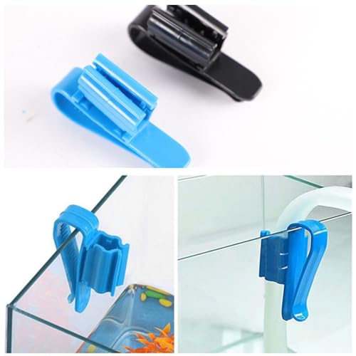 6 PCS Adjustable Aquarium Hose Holder Clips - Fish Tank Water Pipe Clamps for 8mm to 16mm Hoses, Secure Mounting Clip for Air Pump Tubing & Filter Pipes (Black & Blue)