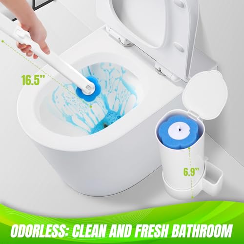 Disposable Toilet Brush, Toilet Wand Refills, Extended Handle with 54 Cleaner Refills Toilet Brush for Toilet Bowl Cleaners, Bathroom Cleaning(2-Set) - size: 2 Brush+54 Refills
