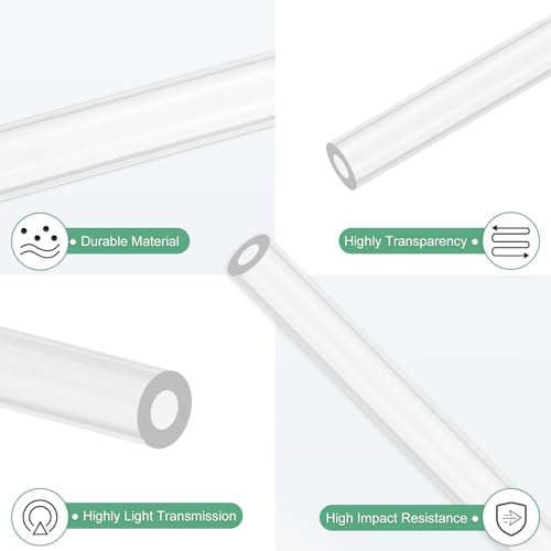 M METERXITY 4-Pack Clear Rigid Acrylic Pipe, 1.5mm[0.06"] ID x 3mm[0.12"] OD Plastic Round Tube for Water Cooling System/Lamps/Fountains/Aquariums/Display Stand, Acrylic Tubing [305mm/12IN] - size: 1.5mm ID x 3mm OD