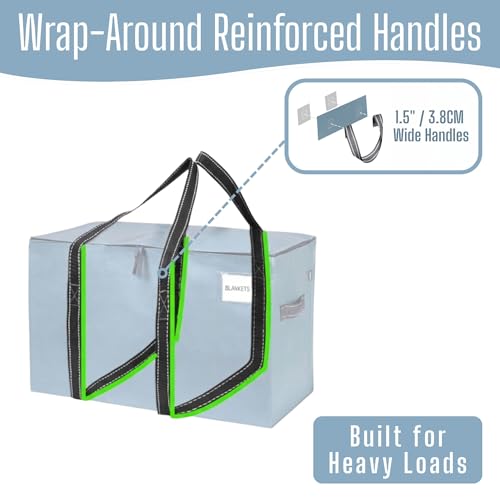 VENO 2 Pack Heavy Duty Moving Bags, Extra Large Storage Bags with Reinforced Handles & Strong Zippers, Foldable & Reusable Moving Box Alternative for Clothes & Dorm Storage - color: Light Blue Matte, size: 2 Pack