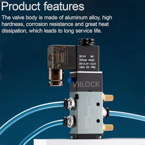 Pneumatic Solenoid Valve, 5 Way 2 Position 1/4”NPT Single Coil Pilot-Operated Electric Air Control Valve 4V210-08 (DC12V Junction Box) - style: DC12V Junction Box