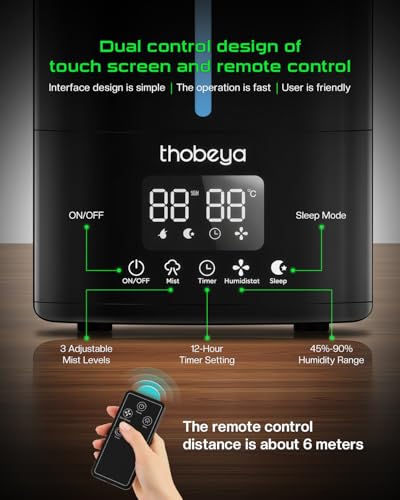 1.32 Gal / 5L Reptile Fogger Humidifier, with Remote & Timer, with Precise Humidity Control, Terrarium Humidifier Suitable for indoor Plants, Grow Tent, Greenhouse, Reptiles & Amphibians (Dual Hose)