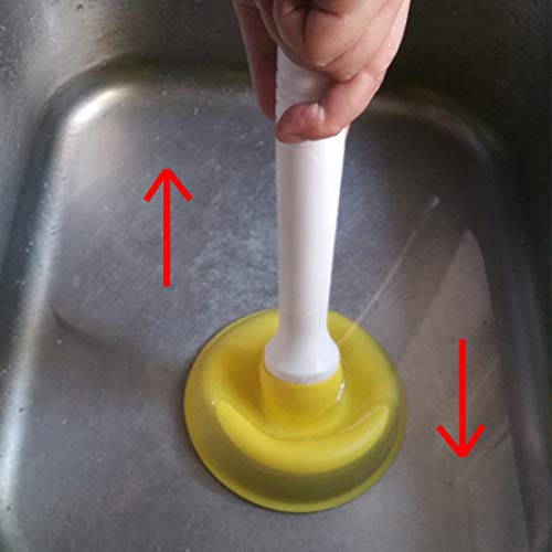 Drain Plunger, Small Hand Force Plumber Helper, Little 4 inch Cup Clog Remover, Tiny Rubber Unclogger in 9" Short Handle for Kitchen Sink, Bathroom Toilet, Shower Bath Tub (Green + Yellow)