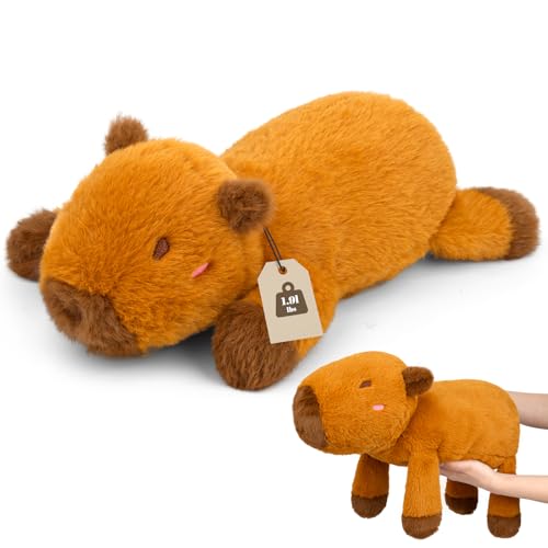 Weighted Capybara Stuffed Animal,21in 1.9lb Weighted Stuffed Animals Soft Capybara Plush Pillow for Kids, Cute Huggable Cartoon Plush Gifts for Kids, Boys and Girls - color: Brown, size: ['23 inches (58 cm)']