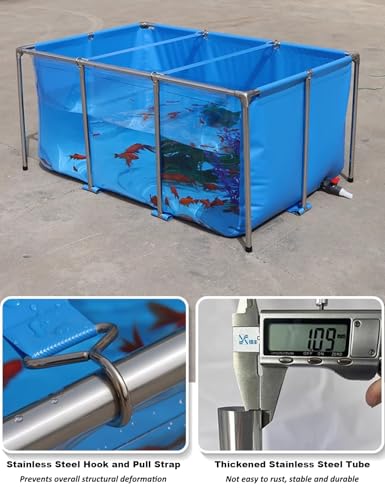PVC Canvas Liners Above Ground Koi Fish Pond with Transparent Viewing Window and Stainless Steel Frame, Large Outdoor Aquarium Fish Tank for Turtle/Goldfish Farming, Foldable(39.3"x23.6"x19.7") - size: 39.3"x23.6"x19.7"