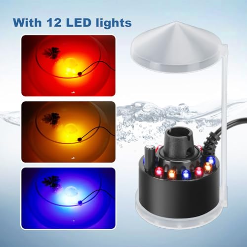 FITNATE 350ml/H Mist Maker Fogger,12 LED Color Ultrasonic Fogger, with Adjustable Fog Controller,Perfect for Water Feature, Halloween and Other Holiday Decorations - color: Sliver