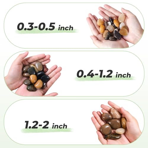 SIDONG 5 LB Mixed River Rocks, 0.4-1.2 Inches Highly Polished Pebbles for Indoor Plants, Decorative Stones for Plants, Fish Tank, Vases, Home Décor, Crafting, Garden Landscaping - color: Mixed, size: 5 lbs,0.4-1.2inch
