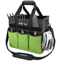 WORKPRO Garden Tool Bag Organizer, Heavy Duty Gardening Tote Bag with 10 Pockets and Long Adjustable Shoulder Strap, Standable Garden Home Tool Kits Organizer, Green (Tools are not Included) - color: Green