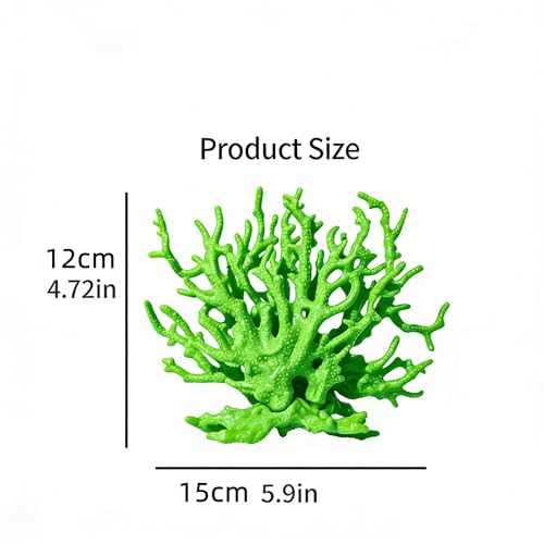 Artificial Coral Aquarium Ornament - PVC Fish Tank Decor for Aquascaping (5.9x5.12x2.17 Inch) - Green - color: Green