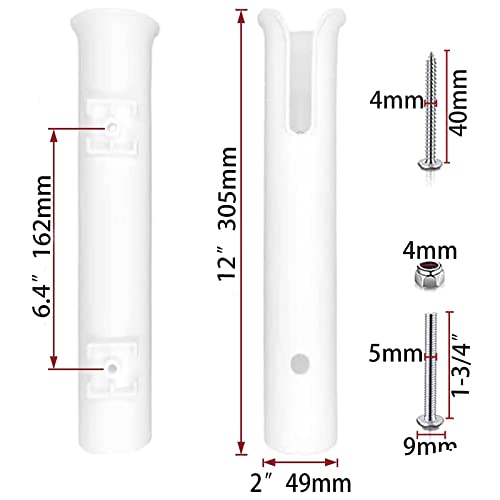 ISURE MARINE Fishing Rod Holder Bracket Wall Mounted Boat Side Mount Tool Holder Tube Links with Screws 2/3/4/6 Pole Tube (White/Black) - color: 2-Pole White