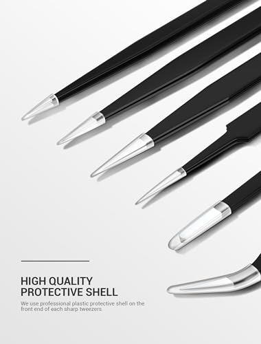 6-Pieces Precision Tweezers, Stainless Steel Long Tweezers,Anti-static Craft Tweezers For Electronics,Splinter Removal,Soldering,Jewelry Making,Eyelash Extension