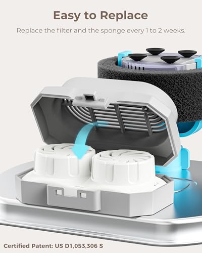Neareal Official 6-Pack Replacement Filters and Pre-Filter Sponges for 108 oz / 3.2 L Stainless Steel Cat Water Fountain