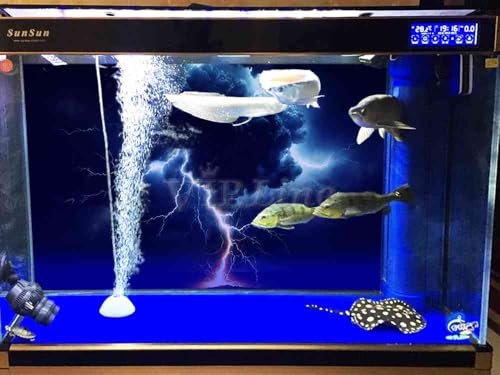 VIP. LINE Lightning Cloud Aquarium Background Poster PVC Self Adhesive Vivid Underwater Scene Decoration Landscape of Fish Tanks, Reptile Habitat Tanks (24" x 12"/ 61 x 30cm) - size: 24" x 12"/ 61 x 30cm