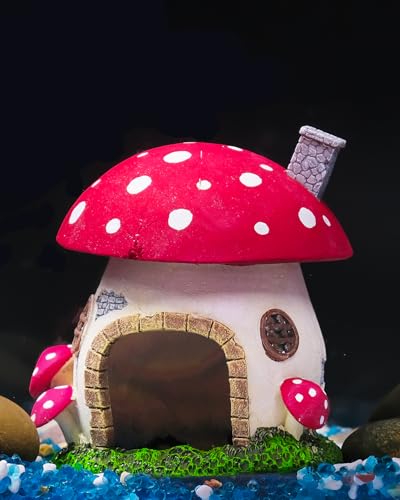Uniclife Aquarium Mushroom House Fish Tank Decoration Resin Mushroom Cottage Ornament for Fish Tank Landscape Aquarium Hideout Hideaway Spawning Cave Decor for Shrimp Betta Goldfish and Reptiles - color: Resin Large Mushroom