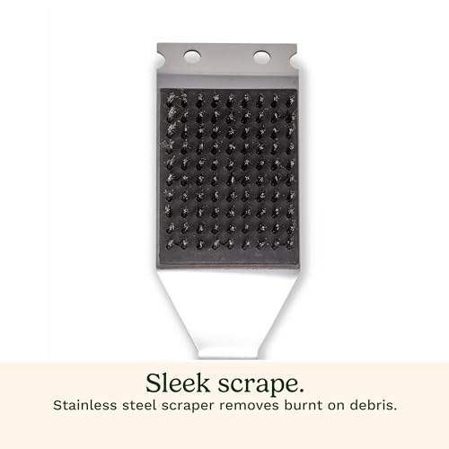 Cuisinart Stainless Steel 16.5" Long Handle Grill Cleaner Brush and Scraper for BBQ, Griddle, Grills, Cookout Tool, Grill Brush for Outdoor Grills BBQ Accessories - size: 16.5" Grill Brush and Scraper