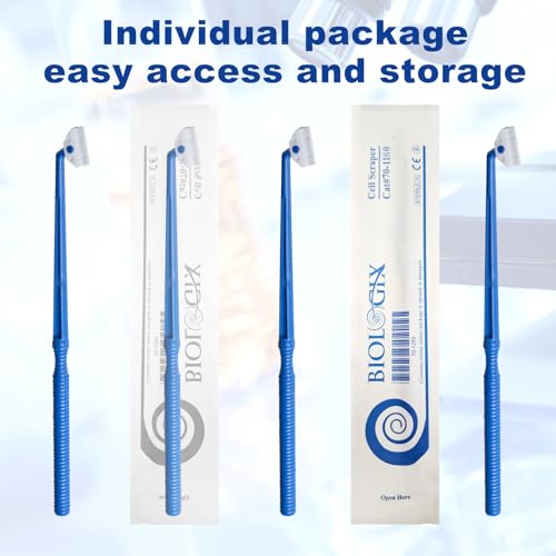 Biologix 100PCS Cell Culture Scraper, Multi-Position 18cm Handle Cell Scraper, Sterile, Individually Packaged, Polyethylene, Non-Pyrogenic - size: 18cm length