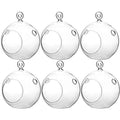 WGV Hanging Terrarium Globe, Width 4", Height 4.75", DIY Air Succulent Planter, Clear Glass Vase Orb with Flat Bottom, Candle Holder for Windowsill Outdoor Garden Decor, 6 Pieces Bulk - size: 4" Flat Bottom