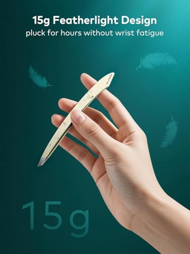 MR.GREEN Tweezers,Professional Precision Eyebrow Tweezers for Women and Men, Tweezers for Facial Hair Women, Stainless Steel Slanted Hair Removal Tweezers, Eyebrow Plucker, Ingrown hair tweezers - color: Light Yellow