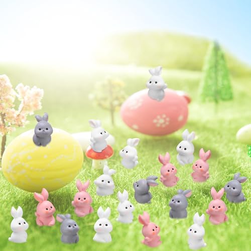 Marsui 100 Pcs Bunny Miniatures Figurines Rabbit Miniature Accessories Easter Garden Landscape Garden Bunny for Easter Accessories Dollhouses Decoration(Funny Rabbit)
