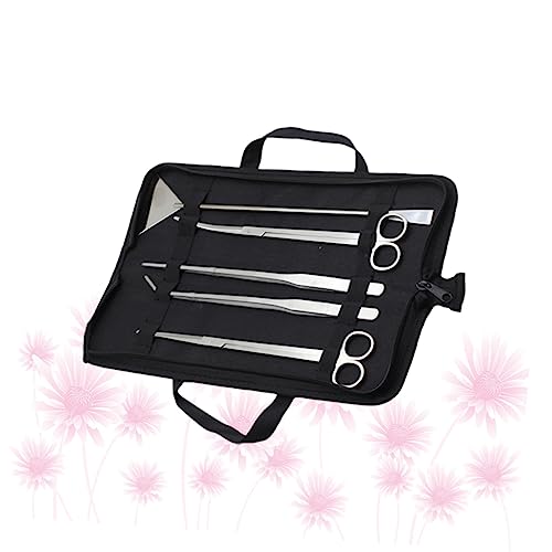 YARNOW 5pcs Aquarium Stainless Steel Maintenance Tool Aquascaping Scissors Tweezers Sand Scraper Canvas Bag for Fresh and Plants Care