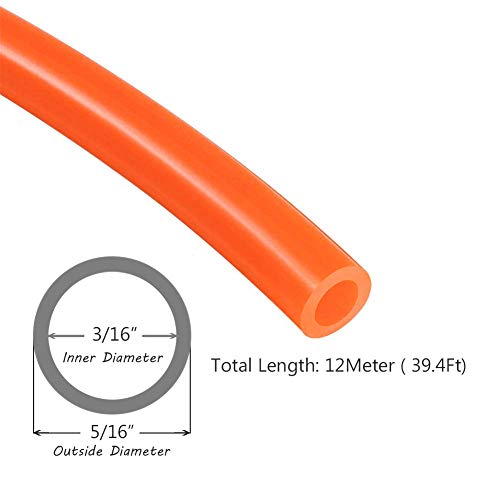 Beduan Pneumatic Tubing Pipe 5/16" OD Orange Air Compressor PU Line Hose Tube for Water Fluid Transfer 12Meter 39.4ft - color: Orange, size: 5/16" OD-39.4ft