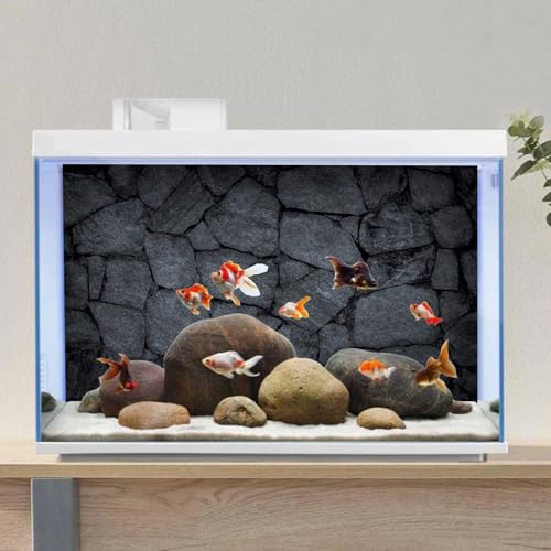 AWERT 30x12 inches Rock Aquarium Background Dark Grey Stone Fish Tank Background Rocky Terrarium Background Durable Polyester Background - size: 30x12in/75x30cm