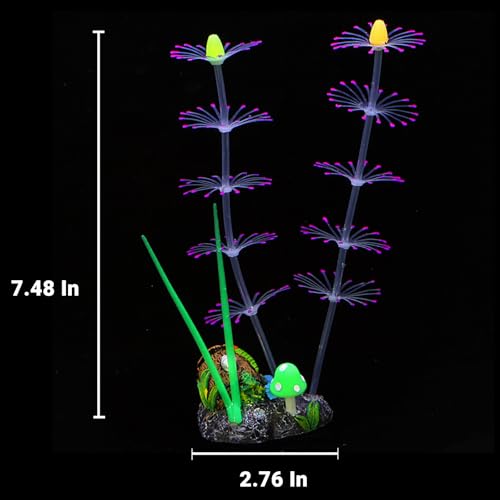 Soft Silicone long Coral Decor with Dynamic Swaying Motion, Weighted Base Aquarium Ornament for Lifelike Reef Aesthetic in Freshwater Saltwater Fish Tank, Safe Shelter for Invertebrates (Purple) - color: Purple