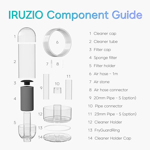 Aquarium Cleaner 2-in-1 – Medium V2 (10.6–17.7 in Water Depth) | Air Pump Powered | Removes Debris on Top of the Substrate | Reduces Floating Fine Particles - size: Medium V2