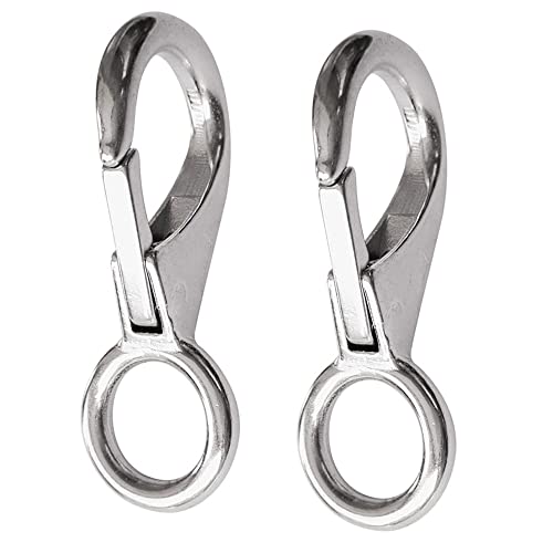 2/4Pcs Heavy Duty Stainless Steel 316 Spring Snap Hook Fixed Eye Clip Carabiner Marine Clip Dock Hardware Accessories - color: 2Pack, size: 0#