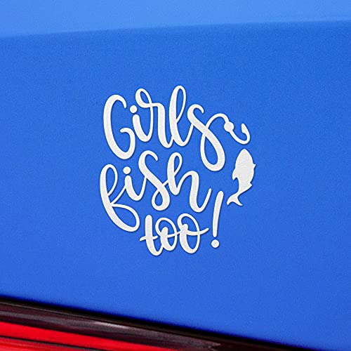 Decal Stickers of Girls Fish Too (White) (Set of 2) Luxury Weatherproof Vinyl Decal Stickers for Laptop Desktop Smartphone Car Dirt Bike Wall Room Mason Jar Bathtub Door - BICVER1c33531WHW19Y24 - color: White, size: 3.8'' x 4.1''
