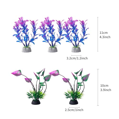 COMSUN 25 Pack Artificial Aquarium Plants, Small Size 4 inch Approximate Height Fish Tank Decorations Home Décor Plastic Red - color: Red