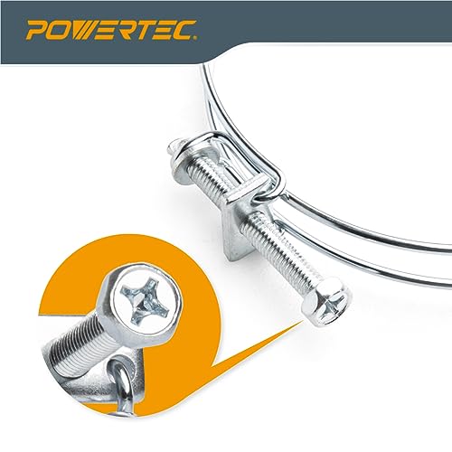 POWERTEC 70214 1-1/2 Inch Adjustable Double Wire Hose Clamp with Bolt for Pool, Spa & Pipe, 5 Pack (Color May Vary) - size: 1-1/2", style: 5 pack