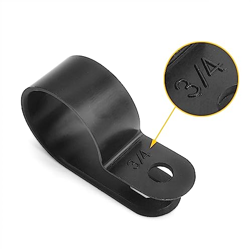 Cable Clamp R-Type Cable Clip Wire Clamp 3/4" Nylon Screw Mounting Cord Fastener Clips with Screws for Wire Management - Black - 50 Pcs - size: 3/4" Black