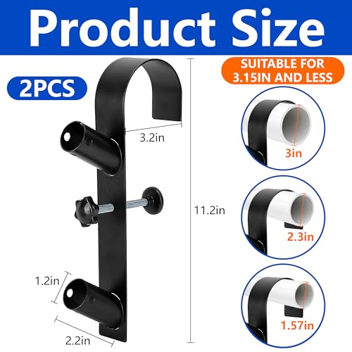 codree 2 Pcs Pool Leaf Skimmer Net Holder, Adjustable Above Ground Pools Hooks, Swimming Pool Pole Hangers for Hanging Tool, Hose, Leaf Rakes, Nets Pool-Accessories - color: Curved Black-2