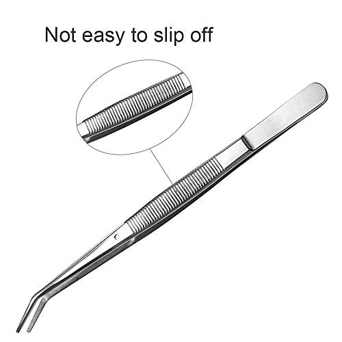 Stainless Steel Tweezers, with Curved Serrated Tip Multipurpose Sewing Machine Tweezers Forceps for Craft Repairing - size: 1 Count (Pack of 1)