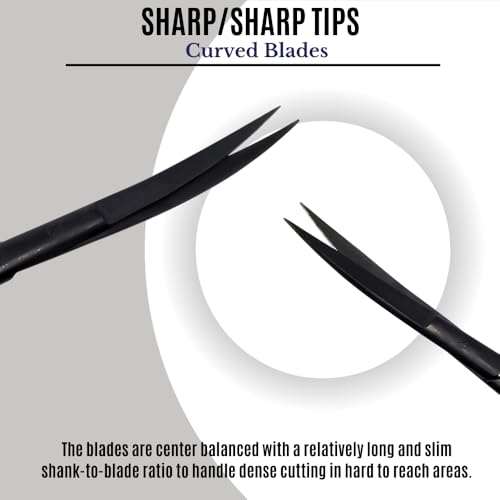 Aquarium Scissors Stainless Steel 12" Extra Long Water Grass Scissors for Aquatic Plants Pruning, Fish Tanks, Terrariums Used in Salt Water Fresh Water Landscape Maintenance Tools (Curved - Black) - style: Curved - Black
