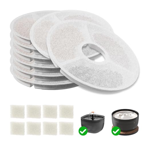 SARPAWS 8 Pack Replacement Filters & 8 Pack Pre-Filter Sponges Set – Official Replacement Filters for Sarpaws Cat Drinking Water Fountains Dog Water Dispenser-FW1 and W8-L-E