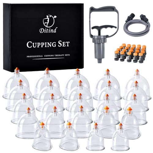 Cupping Therapy Set, 24 Pcs Cupping Set, Professional Cupping Kit for Massage Therapy, Portable Upgrade Cupping with Case, Pump Suction Cups for Cellulite Muscle Pain Relief Physical Therapy - size: 24 CUPS