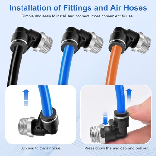 12 Pcs Push to Connect Fittings 5/16 Inch Tube OD x 3/8 Inch NPT Thread Pneumatic Male Straight and Elbow Quick Connect Air line fittings - size: 5/16"OD x 3/8"NPT
