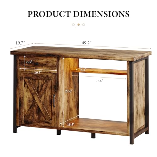 4ever2buy 55-75 Gallon Fish Tank Stand with Power Outlets, LED Light, Heavy Duty Aquarium Stand with Cabinet for Fish Tank Accessories Storage, for Turtle Tank, Reptile Terrarium, 1100LBS, Black - color: Brown and Black