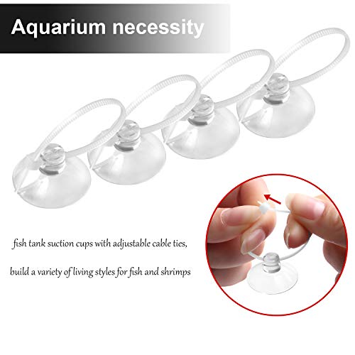 FEBSNOW Aquarium Suction Cups, Fish Tank Suction Cups Aquarium Suction Cup Clip Suction Hooks with 30 PCS Adjustable Cable Ties for Plants, Planter, Binding Moss Shrimp Nest (10)