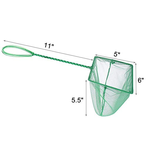 2 Pcs Aquarium Fish Net, 6 inches Fine Mesh Quick Catch Fish Net for Fish Tank Betta Fishing Net - color: Green, size: 6" (2-Pack)
