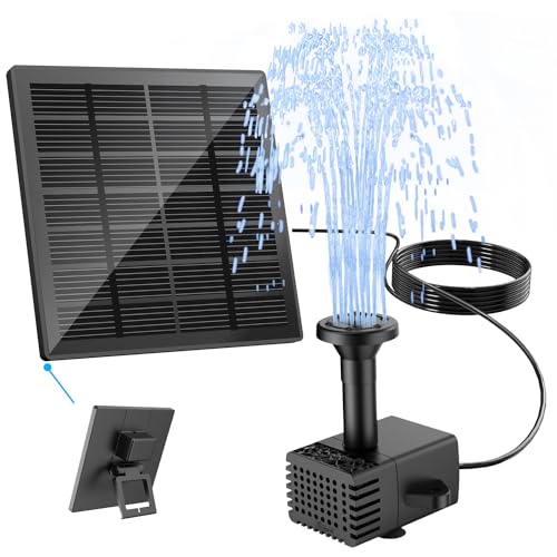 Jutai Solar Fountain Kit with Holder Glass Panel - No Battery, DIY Mini Solar Water Pump Works in Shadow with Sucker for Bird Bath, Hummingbird, Water Feature, Outdoor, 9.84ft Power Cord, 8 Nozzles - color: Black