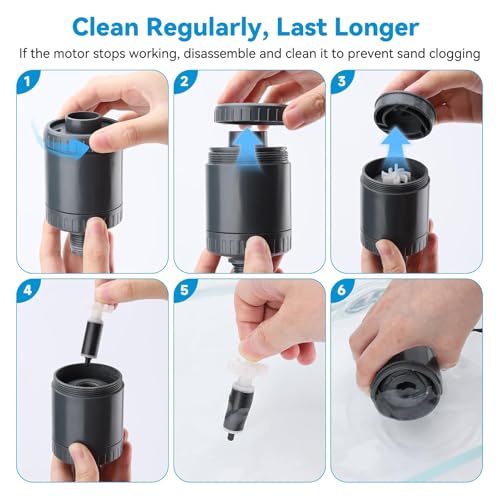 fishkeeper Electric Aquarium Vacuum Gravel Cleaner, 25W 6 in 1 Multifunction Fish Tank Cleaner Kit Gravel Vacuum for Fish Tank Adjustable Flow for Automatic Wash Sand & Water Changer