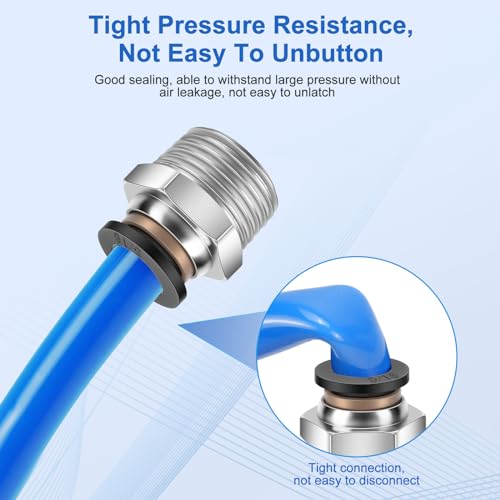 12 Pcs Push to Connect Fittings 5/16 Inch Tube OD x 3/8 Inch NPT Thread Pneumatic Male Straight and Elbow Quick Connect Air line fittings - size: 5/16"OD x 3/8"NPT