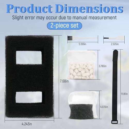 A1376 Aquarium Filter Media Kit Compatible with Fluval Spec Evo Betta Flex Series Aquarium Filters Foam Replacement Set Suitable for Most Standard Aquariums (2-Pack)