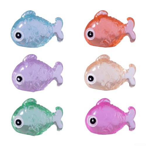 6-Piece Glow-in-The-Dark Resin Fish Ornaments for Moss Terrariums and Miniature Landscapes – Night-Luminous Aquatic Decor with Vibrant Colors, 2.3 x 1.5 cm Each