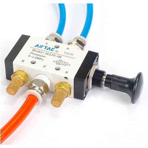 Push-Pull Valve AirTAC 4L310-10 3/8" NPT 5/2 Way Hand Lever 2 Position 5 Way Pneumatic Air Manual Control Direct Acting Type 0-145 PSI - size: 3/8 NPT, style: 5/2 way