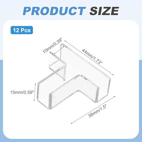 uxcell 24Pcs Plastic Glass Connector, Suitable for 10mm Thick t Shaped Glass to Glass Clamp, Fixing Bracket Rimless Clip Holder for Aquarium Fish Tank Display Shelves, Transparent - color: Transparent, size: 10mm