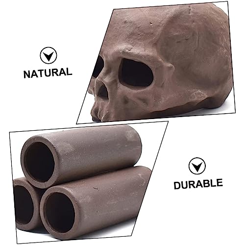 FOMIYES 3pcs Fish Breeding Pots Aquarium Adornments for Shrimp Fish Brown Pottery Hiding Decorative Functional for Aquatic Environments